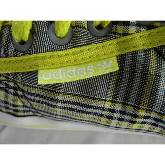 Adidas Plaid Sneakers with Neon‎ Yellow Accents - Picture 6 of 6